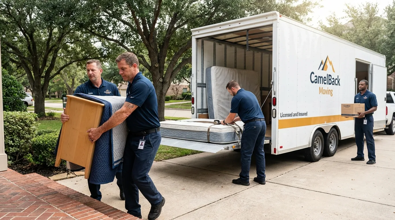 Crew loading residential truck for cross-state move from Somerset, WI