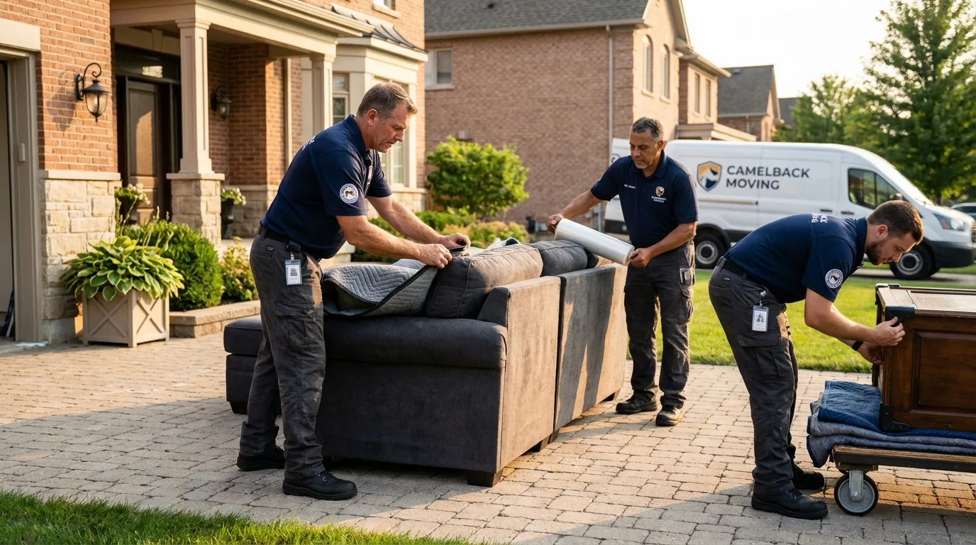 Large estate moving crew wrapping furniture in Somerset, WI